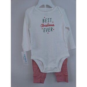 Carter's Holiday Outfit Baby Size 3 Months 2 Piece Set Best Christmas Ever Santa
